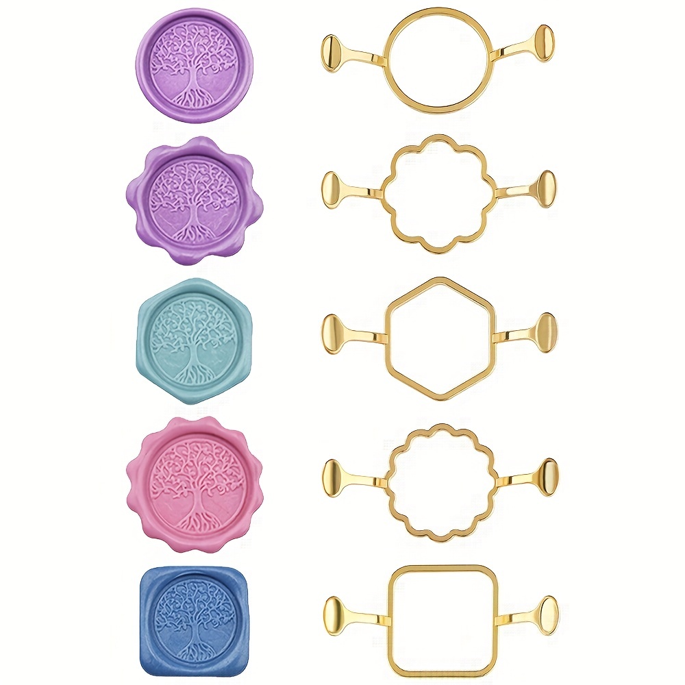 Wax Seal Stamp Kit - Набор из 5 шестигранных квадратных металлических
