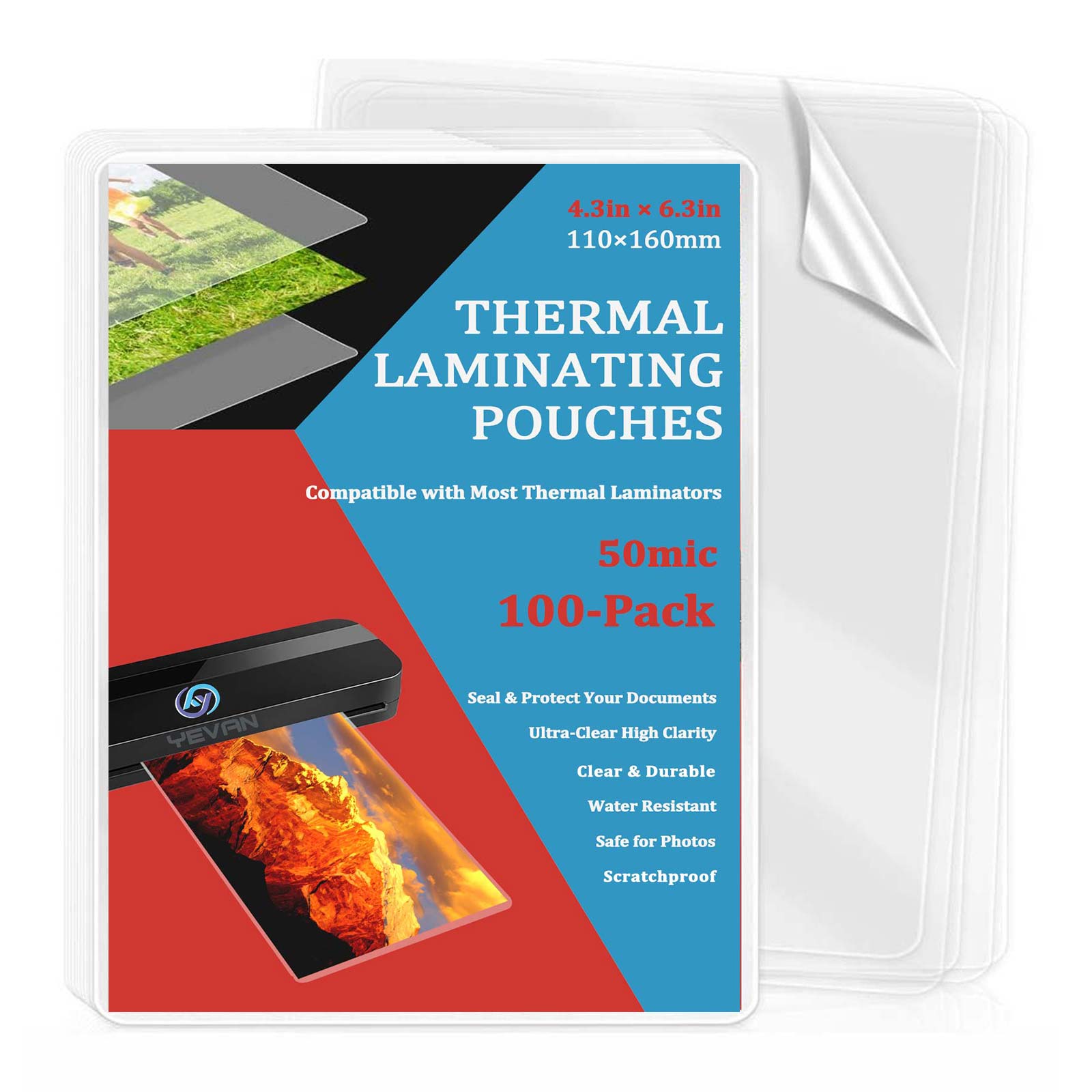 Document Laminator Pouch - 100 листов термопленки для ламинирования 4,3×6,3