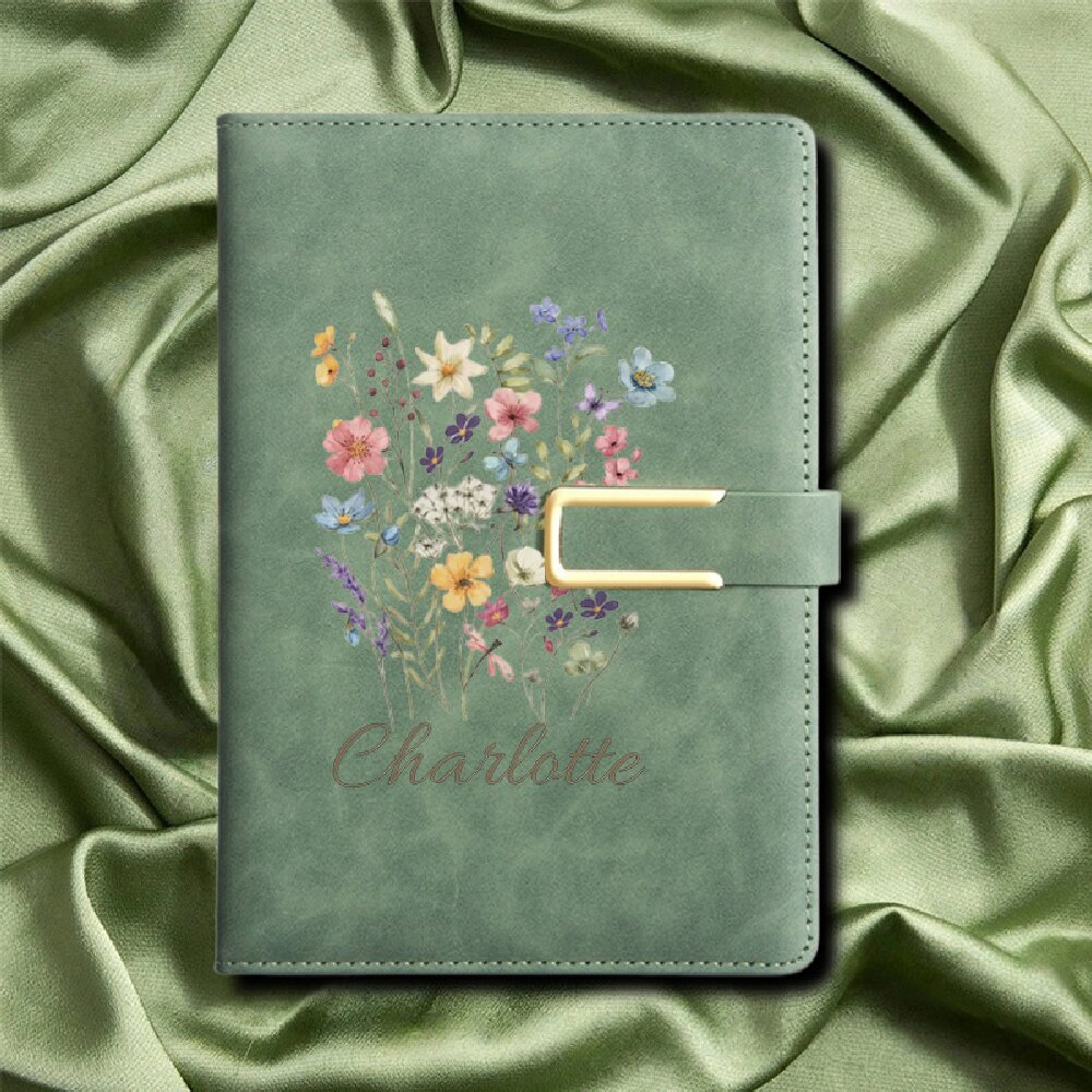 Блокнот A5 с цветочным моногра – обзор и цена Journal Leather Hardcover
